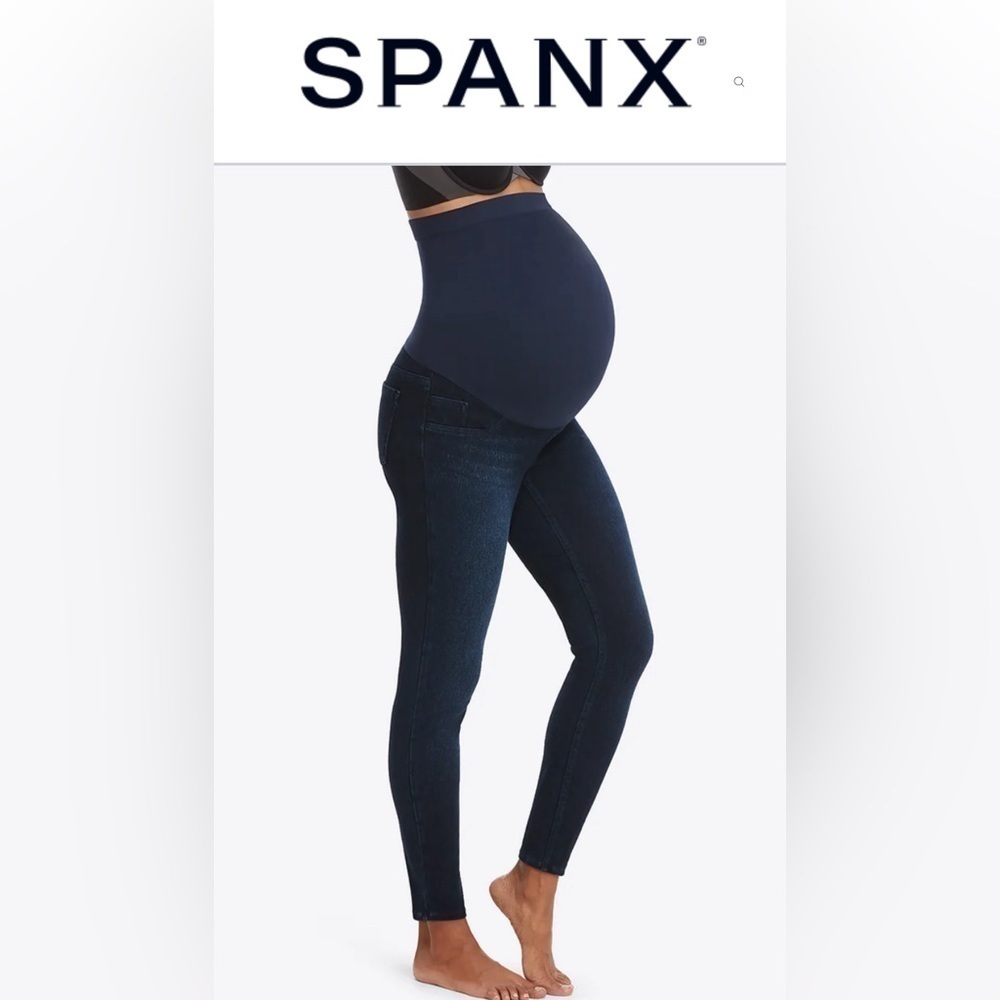 SPANX MAMA ANKLE JEN-ISH LEGGINGS TWILIGHT RINSE JEANS SIZE XL